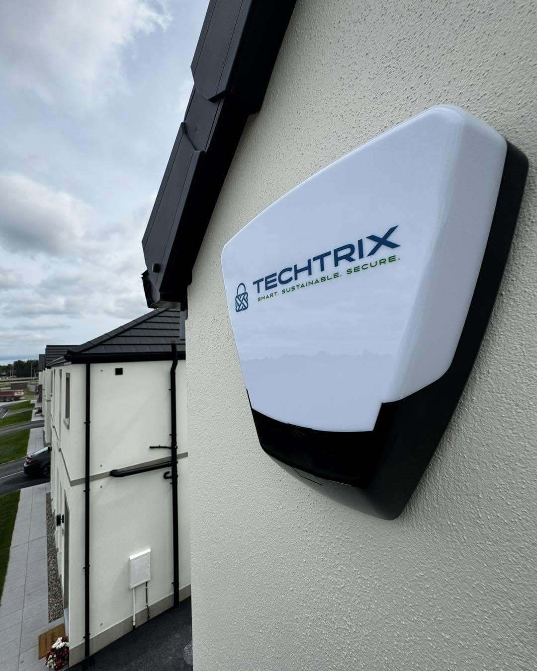 Techtrix alarm sounder on an outside wall