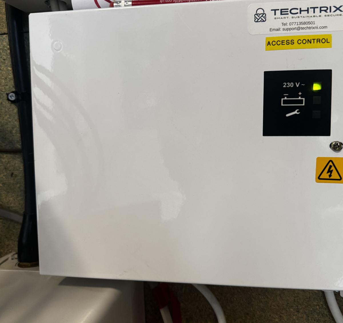 Access control power supply labelled by Techtrix
