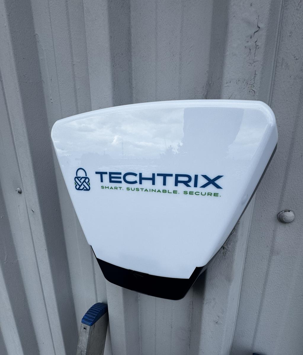 Techtrix bell box on the cladding of a business unit