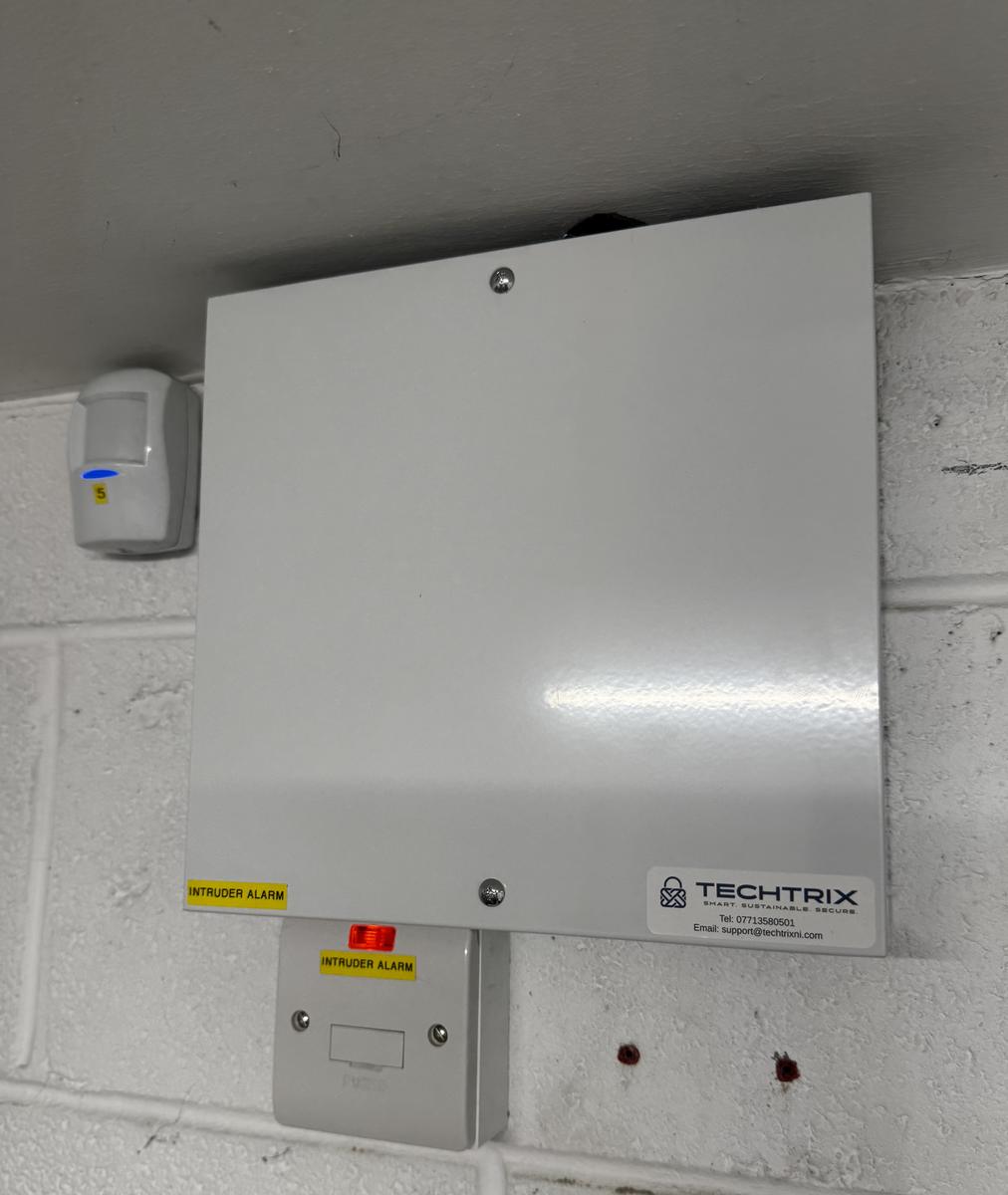 Alarm control panel and detector in a business unit